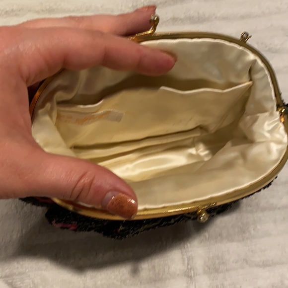 Mid Century Navy Glass Bead Swirl Pattern Clutch by Bags By Josef main image 1